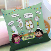 Jungle-Jalebi Excited Kids Cushion With Cover, Light Green